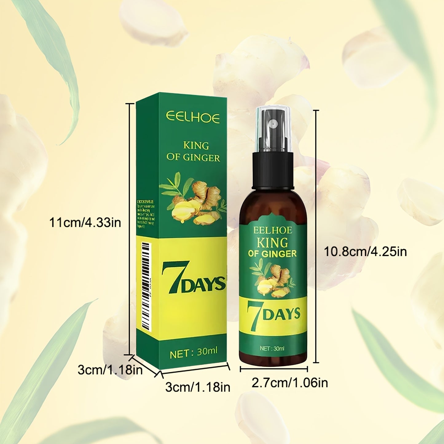 2pcs Ginger Hair Oil, Biotin Hair Serum, Ginger Nourishing Scalp Massage, 7 Day Ginger Hair Serum for All Hair Types Perfect Valentine's Day And Mother's Day Gift, Nice Gift Choice for Women/Men, EELOHE