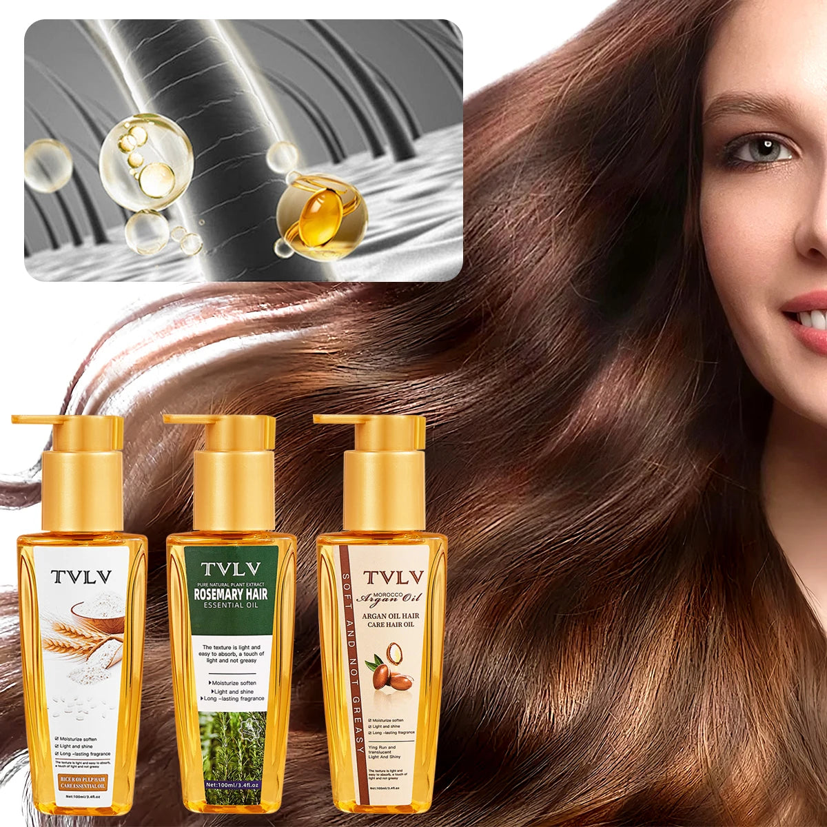 Three Deep Nourishing Hair Care Oils Nourish Hair, Make Hair Smooth And Silky, And Repair Damaged Hair